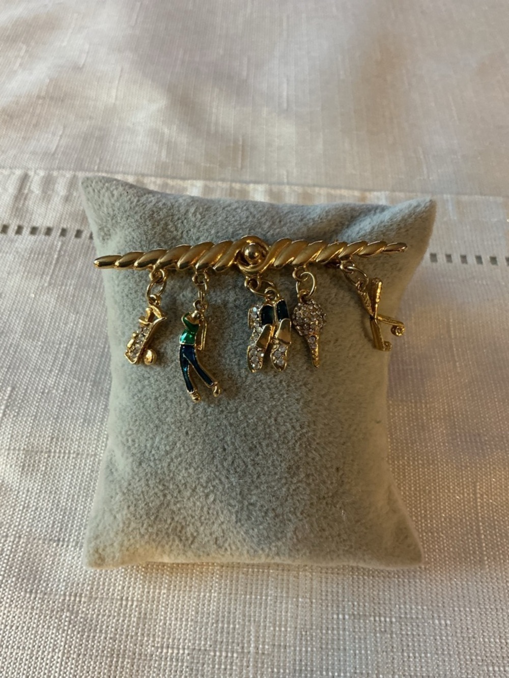 Golf Themed Charm Gold Tone Pin